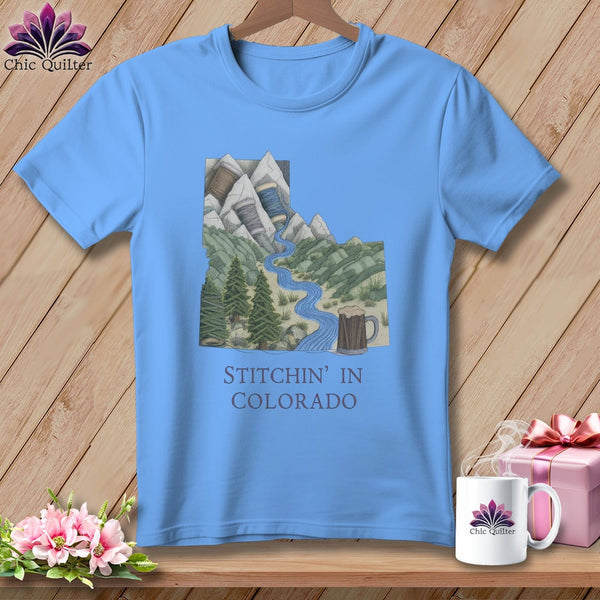 MyDesigns Physical Item S / Carolina Blue Stitchin' in Colorado ~ Relaxed Fit Tee