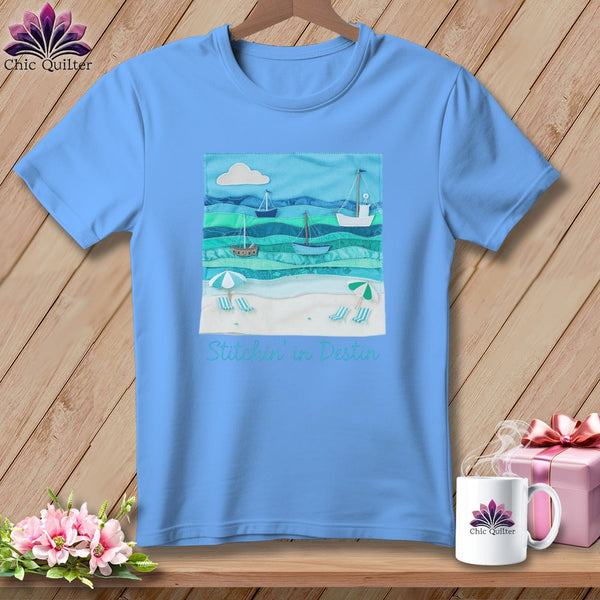 MyDesigns Physical Item S / Carolina Blue Stitchin' in Destin ~ Relaxed Fit Tee