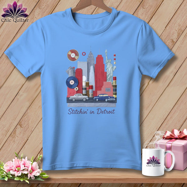 MyDesigns Physical Item S / Carolina Blue Stitchin' in Detroit ~ Relaxed Fit Tee