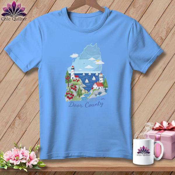 MyDesigns Physical Item S / Carolina Blue Stitchin' in Door County ~ Relaxed Fit Tee