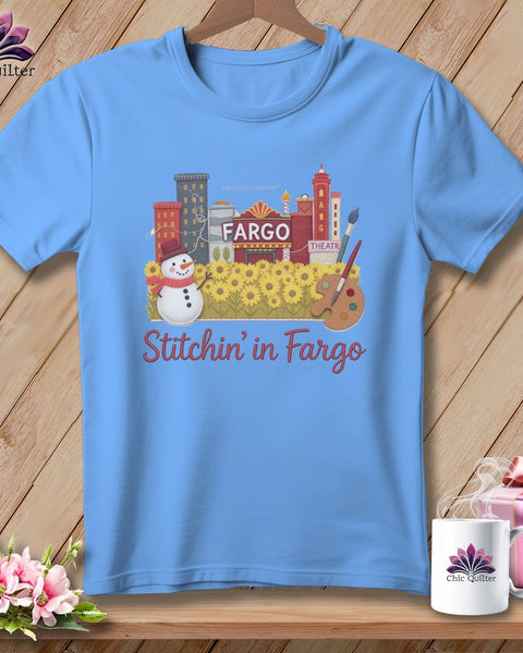 MyDesigns Physical Item S / Carolina Blue Stitchin' in Fargo ~ Relaxed Fit Tee