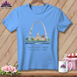 MyDesigns Physical Item S / Carolina Blue Stitchin' in Gateway Arch National Park ~ Relaxed Fit Tee