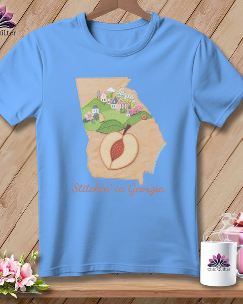 MyDesigns Physical Item S / Carolina Blue Stitchin' in Georgia ~ Relaxed Fit Tee