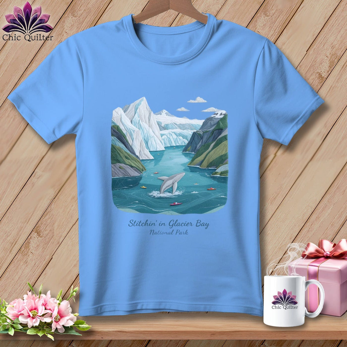 MyDesigns Physical Item S / Carolina Blue Stitchin' in Glacier Bay National Park and Preserve ~ Relaxed Fit Tee