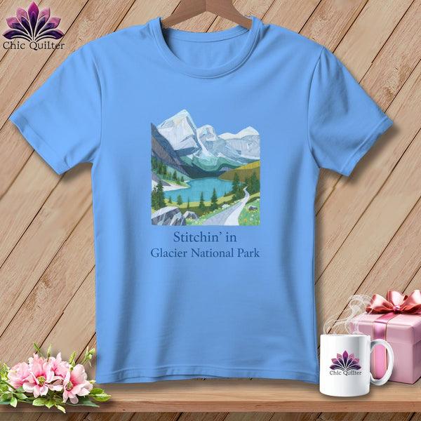 MyDesigns Physical Item S / Carolina Blue Stitchin' in Glacier National Park ~ Relaxed Fit Tee