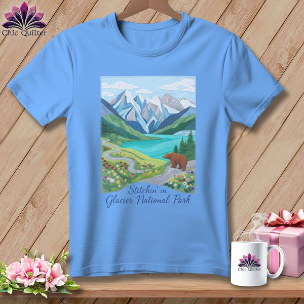 MyDesigns Physical Item S / Carolina Blue Stitchin' in Glacier National Park ~ Relaxed Fit Tee