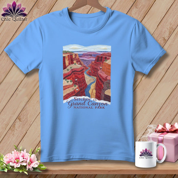 MyDesigns Physical Item S / Carolina Blue Stitchin' in Grand Canyon ~ Relaxed Fit Tee