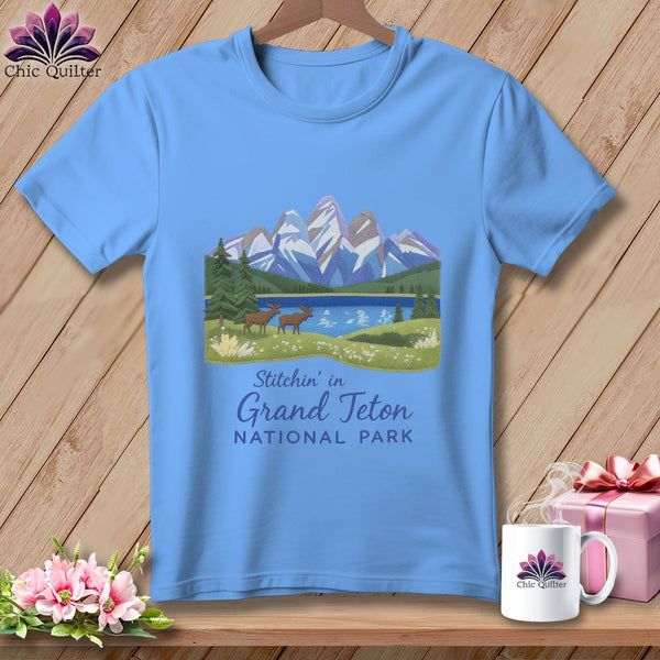 MyDesigns Physical Item S / Carolina Blue Stitchin' in Grand Teton National Park ~ Relaxed Fit Tee