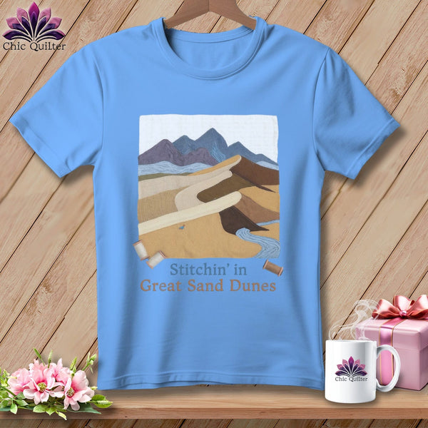 MyDesigns Physical Item S / Carolina Blue Stitchin' in Great Sand Dunes National Park and Preserve ~ Relaxed Fit Tee