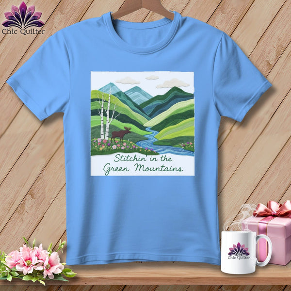 MyDesigns Physical Item S / Carolina Blue Stitchin' in Green Mountains ~ Relaxed Fit Tee