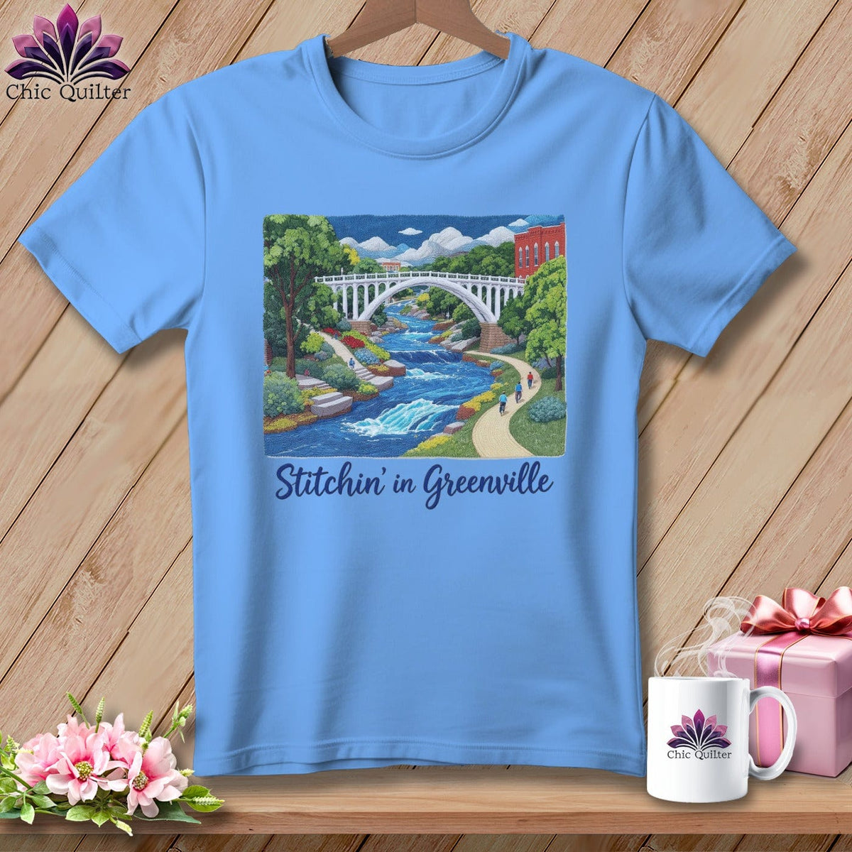 MyDesigns Physical Item S / Carolina Blue Stitchin' in Greenville ~ Relaxed Fit Tee