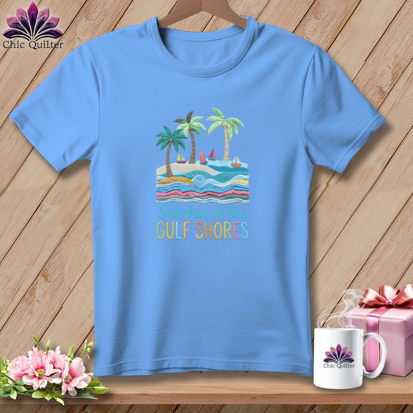 MyDesigns Physical Item S / Carolina Blue Stitchin' in Gulf Shores ~ Relaxed Fit Tee