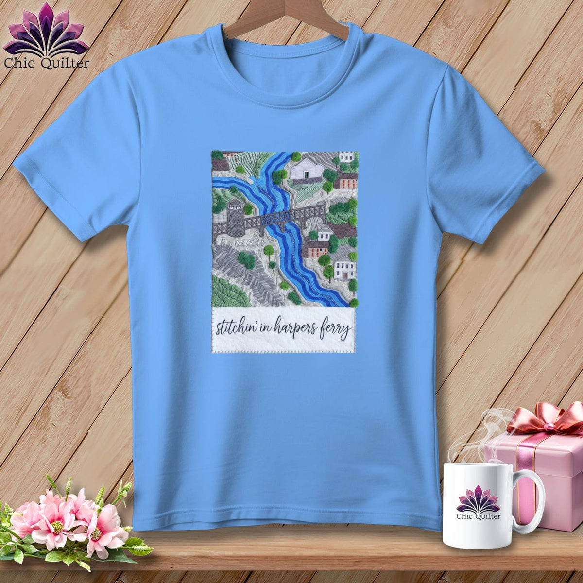 MyDesigns Physical Item S / Carolina Blue Stitchin' in Harpers Ferry ~ Relaxed Fit Tee