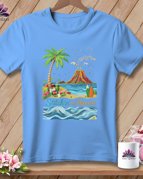 MyDesigns Physical Item S / Carolina Blue Stitchin' in Hawaii ~ Relaxed Fit Tee