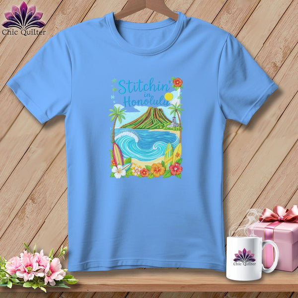 MyDesigns Physical Item S / Carolina Blue Stitchin' in Honolulu ~ Relaxed Fit Tee