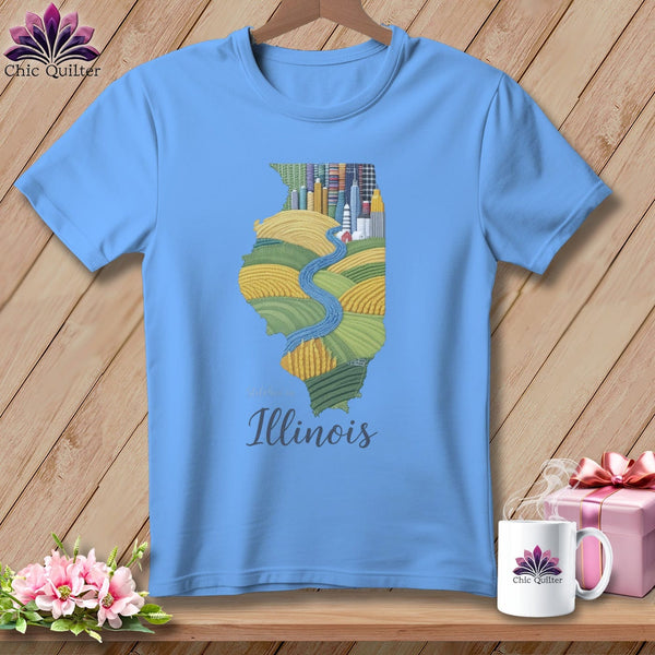 MyDesigns Physical Item S / Carolina Blue Stitchin' in Illinois ~ Relaxed Fit Tee
