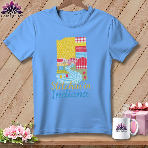 MyDesigns Physical Item S / Carolina Blue Stitchin' in Indiana ~ Relaxed Fit Tee