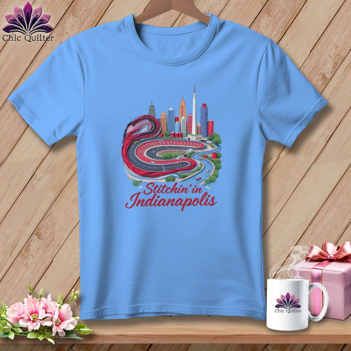 MyDesigns Physical Item S / Carolina Blue Stitchin' in Indianapolis ~ Relaxed Fit Tee