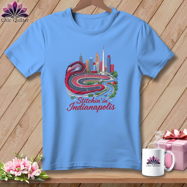 MyDesigns Physical Item S / Carolina Blue Stitchin' in Indianapolis ~ Relaxed Fit Tee