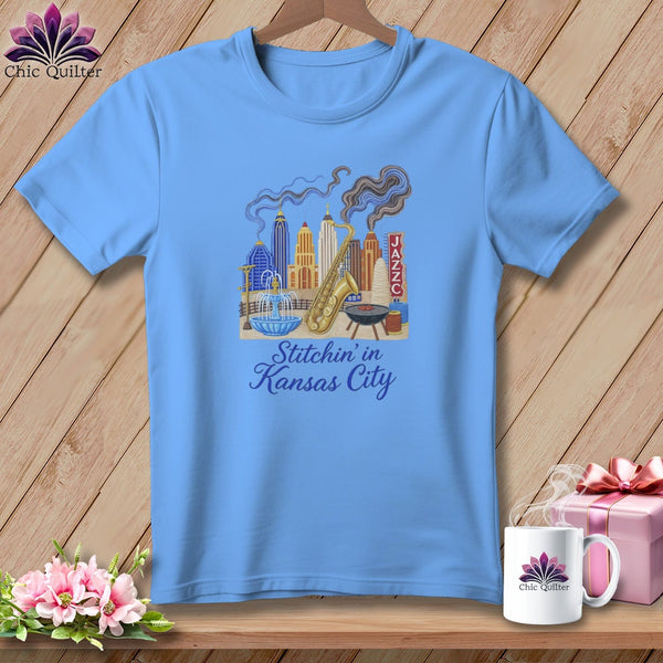 MyDesigns Physical Item S / Carolina Blue Stitchin' in Kansas City ~ Relaxed Fit Tee