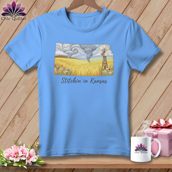 MyDesigns Physical Item S / Carolina Blue Stitchin' in Kansas ~ Relaxed Fit Tee