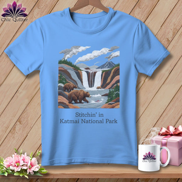 MyDesigns Physical Item S / Carolina Blue Stitchin' in Katmai National Park and Preserve ~ Relaxed Fit Tee