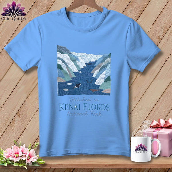 MyDesigns Physical Item S / Carolina Blue Stitchin' in Kenai Fjords National Park ~ Relaxed Fit Tee