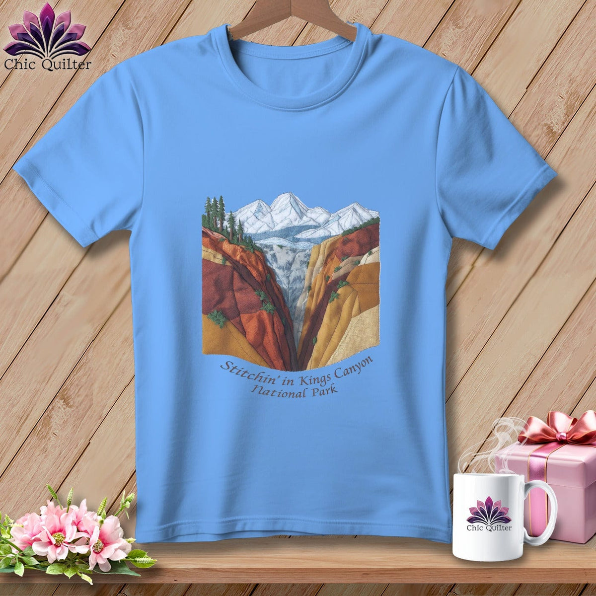 MyDesigns Physical Item S / Carolina Blue Stitchin' in Kings Canyon National Park ~ Relaxed Fit Tee