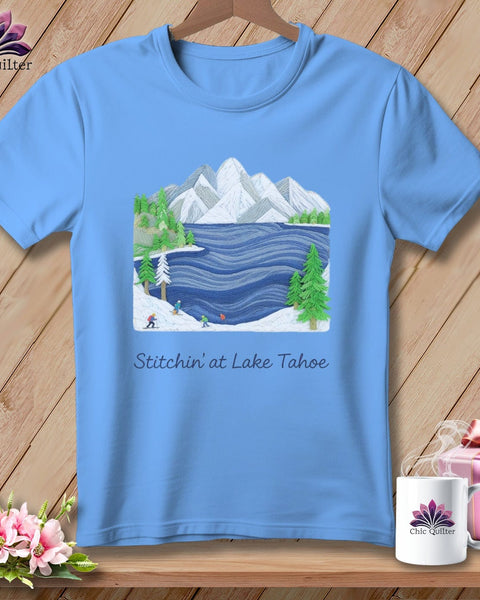 MyDesigns Physical Item S / Carolina Blue Stitchin' in Lake Tahoe ~ Relaxed Fit Tee