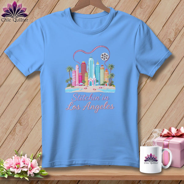 MyDesigns Physical Item S / Carolina Blue Stitchin' in Los Angeles ~ Relaxed Fit Tee