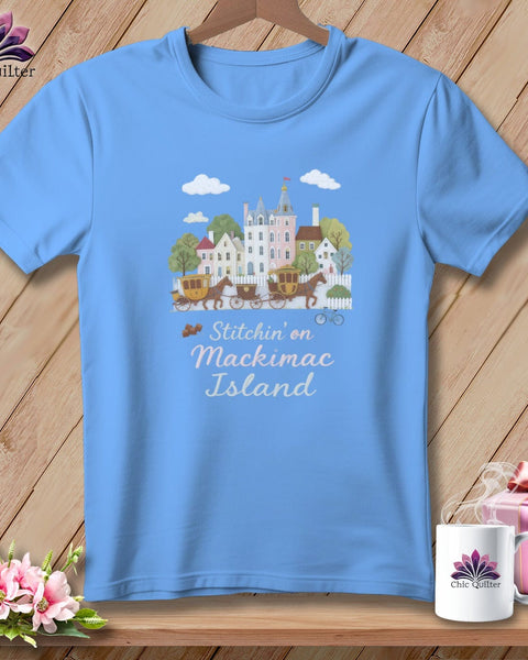 MyDesigns Physical Item S / Carolina Blue Stitchin' in Mackinac Island ~ Relaxed Fit Tee