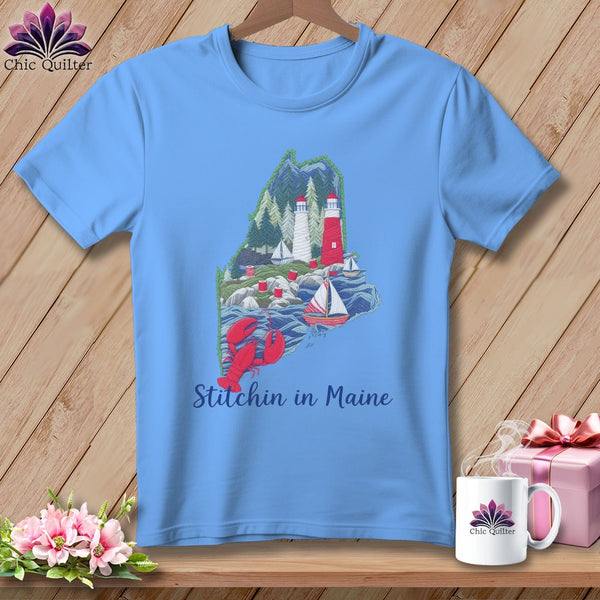 MyDesigns Physical Item S / Carolina Blue Stitchin' in Maine ~ Relaxed Fit Tee