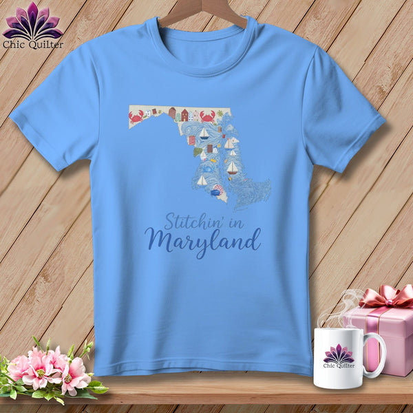 MyDesigns Physical Item S / Carolina Blue Stitchin' in Maryland ~ Relaxed Fit Tee