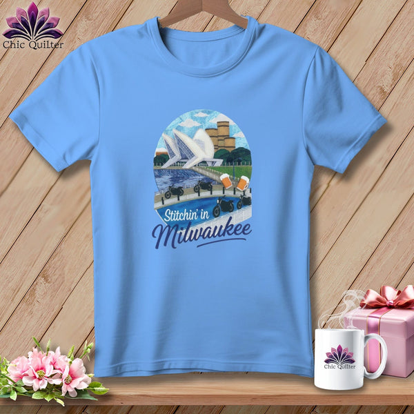 MyDesigns Physical Item S / Carolina Blue Stitchin' in Milwaukee ~ Relaxed Fit Tee