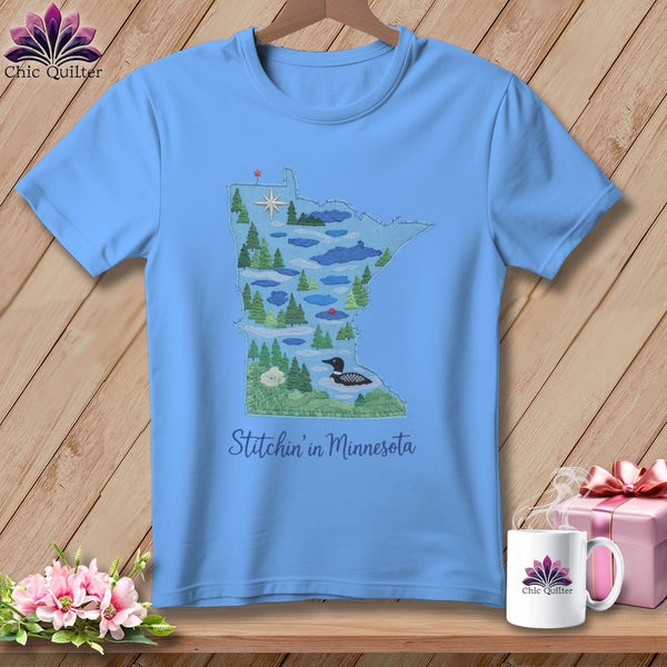 MyDesigns Physical Item S / Carolina Blue Stitchin' in Minnesota ~ Relaxed Fit Tee