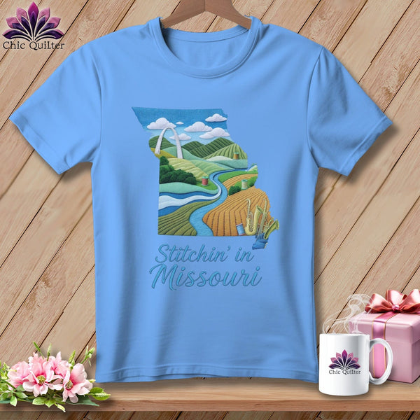 MyDesigns Physical Item S / Carolina Blue Stitchin' in Missouri ~ Relaxed Fit Tee
