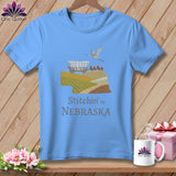 MyDesigns Physical Item S / Carolina Blue Stitchin' in Nebraska ~ Relaxed Fit Tee