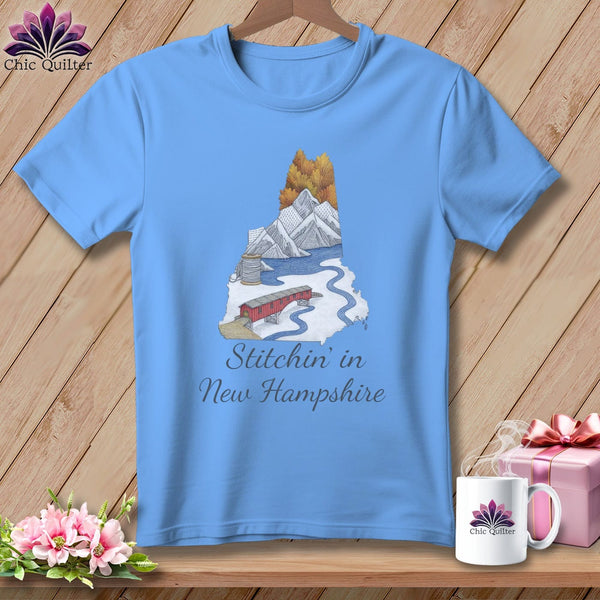 MyDesigns Physical Item S / Carolina Blue Stitchin' in New Hampshire ~ Relaxed Fit Tee