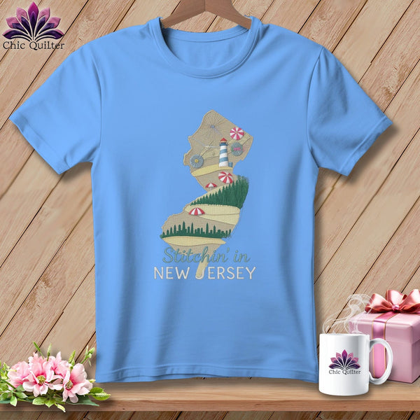 MyDesigns Physical Item S / Carolina Blue Stitchin' in New Jersey ~ Relaxed Fit Tee