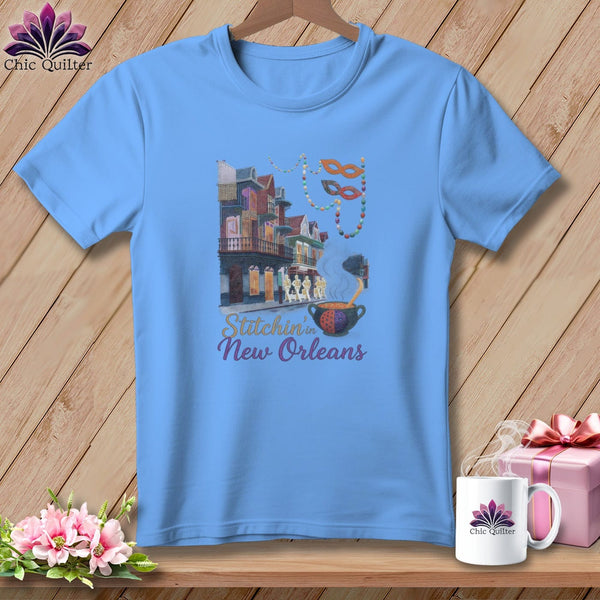MyDesigns Physical Item S / Carolina Blue Stitchin' in New Orleans ~ Relaxed Fit Tee