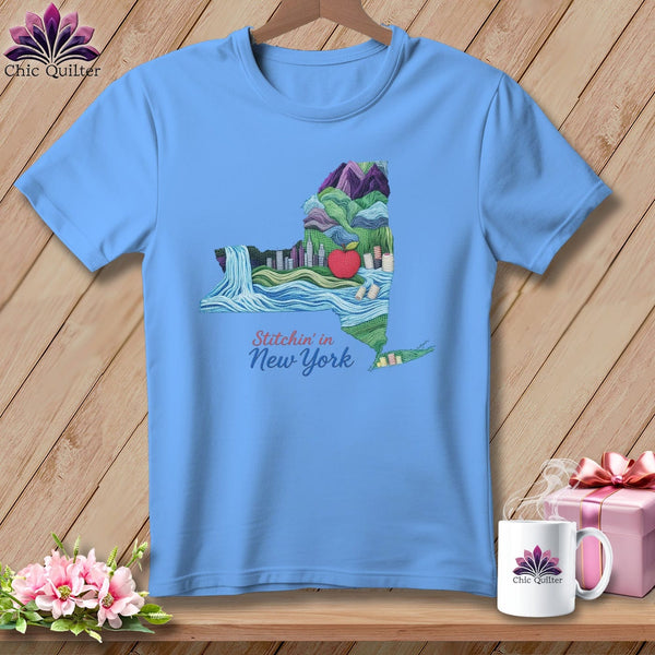 MyDesigns Physical Item S / Carolina Blue Stitchin' in New York ~ Relaxed Fit Tee