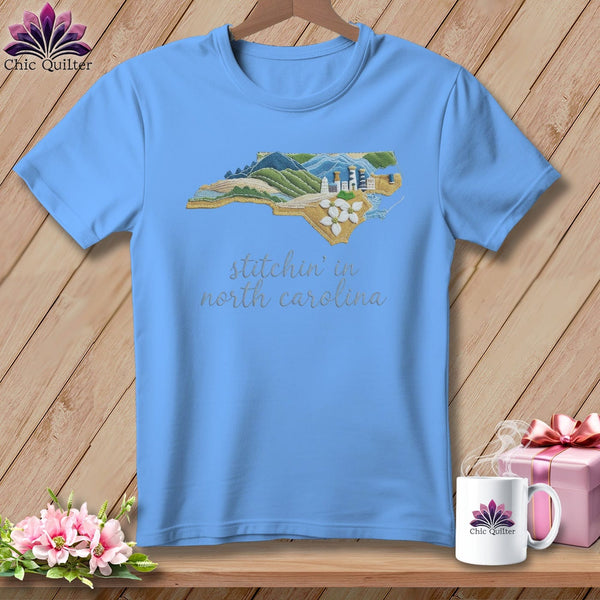 MyDesigns Physical Item S / Carolina Blue Stitchin' in North Carolina ~ Relaxed Fit Tee