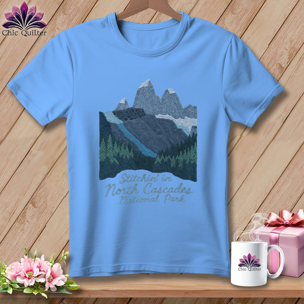 MyDesigns Physical Item S / Carolina Blue Stitchin' in North Cascades National Park ~ Relaxed Fit Tee