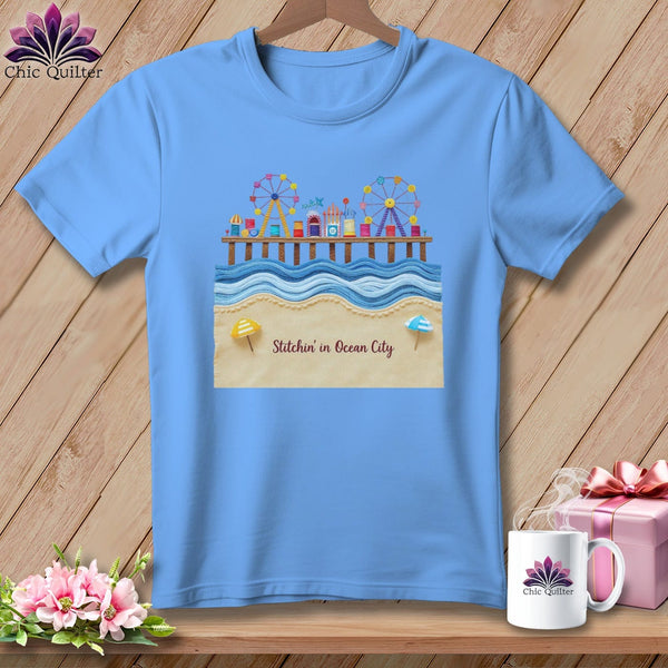 MyDesigns Physical Item S / Carolina Blue Stitchin' in Ocean City ~ Relaxed Fit Tee