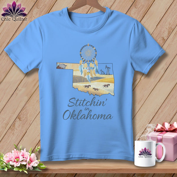 MyDesigns Physical Item S / Carolina Blue Stitchin' in Oklahoma ~ Relaxed Fit Tee