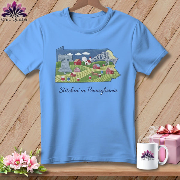 MyDesigns Physical Item S / Carolina Blue Stitchin' in Pennsylvania ~ Relaxed Fit Tee
