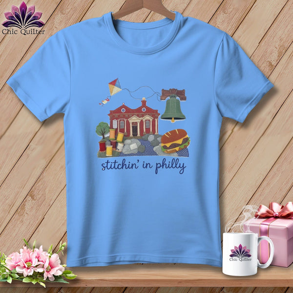 MyDesigns Physical Item S / Carolina Blue Stitchin' in Philadelphia ~ Relaxed Fit Tee