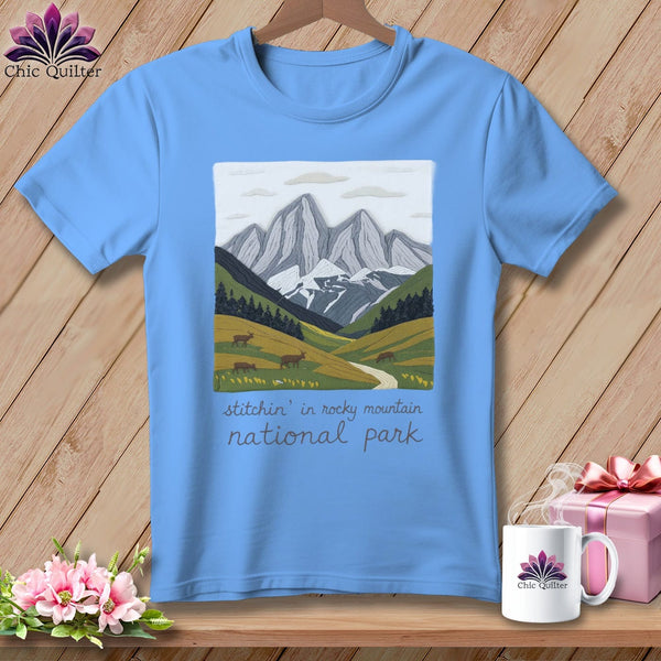 MyDesigns Physical Item S / Carolina Blue Stitchin' in Rocky Mountain National Park ~ Relaxed Fit Tee