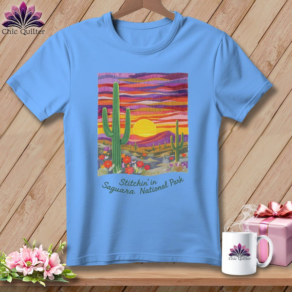 MyDesigns Physical Item S / Carolina Blue Stitchin' in Saguaro National Park ~ Relaxed Fit Tee