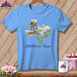 MyDesigns Physical Item S / Carolina Blue Stitchin' in Texas ~ Relaxed Fit Tee